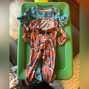 (2) Little Bum Bums Zippies / Footie PJs